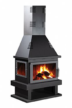 TZAKI-ΣΟΜΠΑ ΞΥΛΟΥ ΧΑΛΥΒΑ ΜΕΓΑΛΗ ΠΟΡΤΑ ΜΕ 3 TZAMIA 19kw - TZERMIADO PANORAMIC SYRIOS 