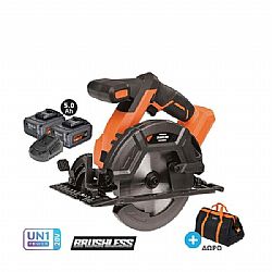 ΔΙΣΚΟΠΡΙΟΝΟ ΜΠΑΤΑΡΙΑΣ BL 20V 5000rpm Φ165mm BRUSHLESS 2x5.0Ah U64020-25SB KRAUSMANN
